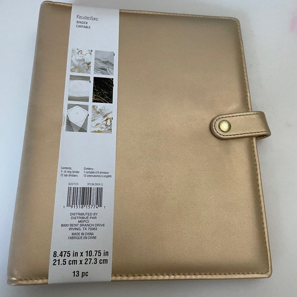 (8x)Recollections 6 Ring Binder w/ 12 Monthly Tab Dividers 8.5" x 10.75” -Gold - Picture 1 of 2